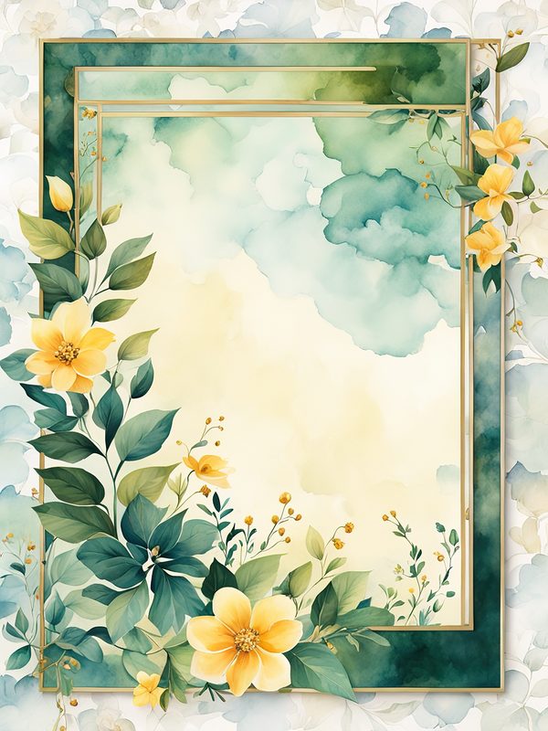 Watercolor Yellow Floral Frame Digital Paper Pack (10 JPGs) — image 9
