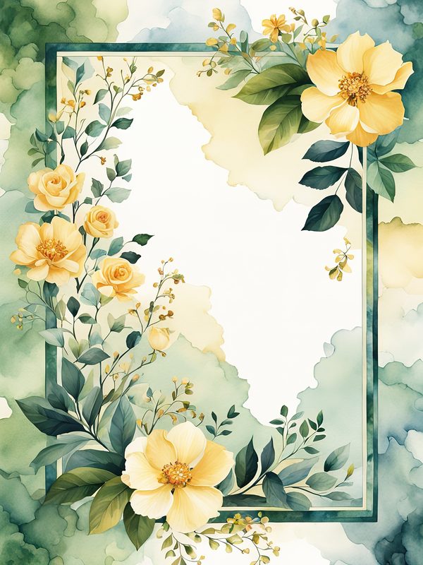 Watercolor Yellow Floral Frame Digital Paper Pack (10 JPGs) — image 10