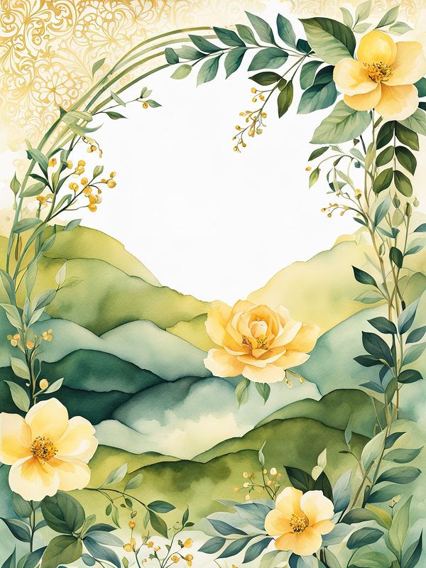 Watercolor Yellow Floral Frame Digital Paper Pack (10 JPGs) — image 11