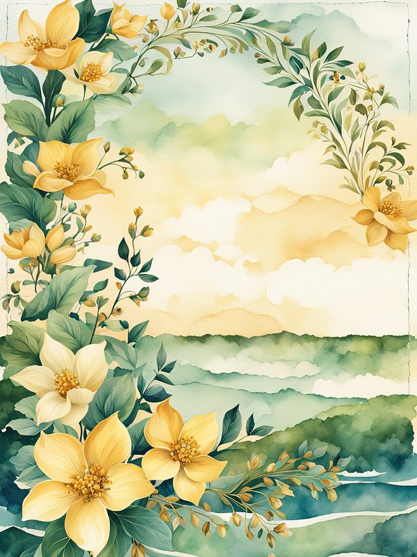 Watercolor Yellow Floral Frame Digital Paper Pack (10 JPGs) — image 12