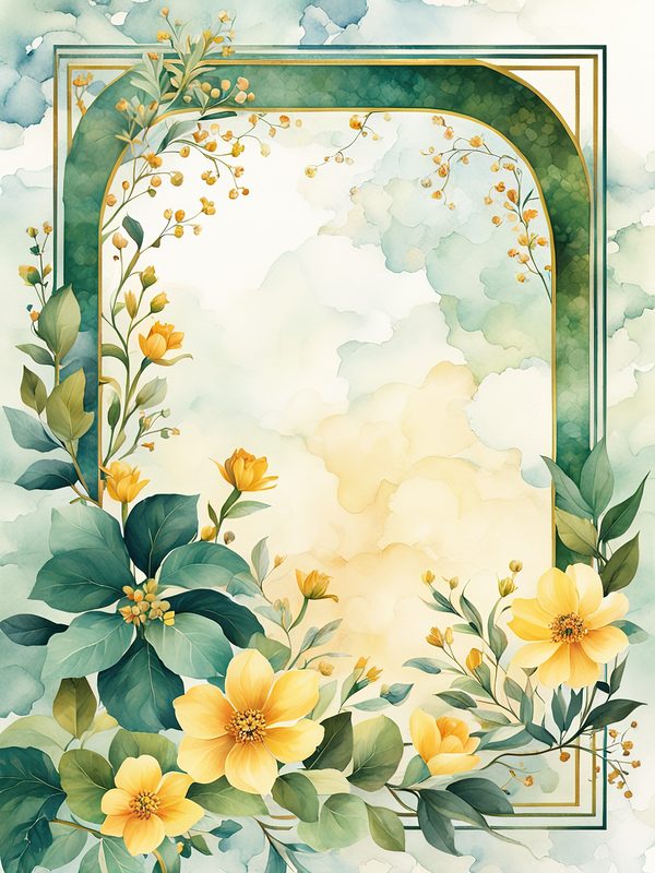 Watercolor Yellow Floral Frame Digital Paper Pack (10 JPGs) — image 13