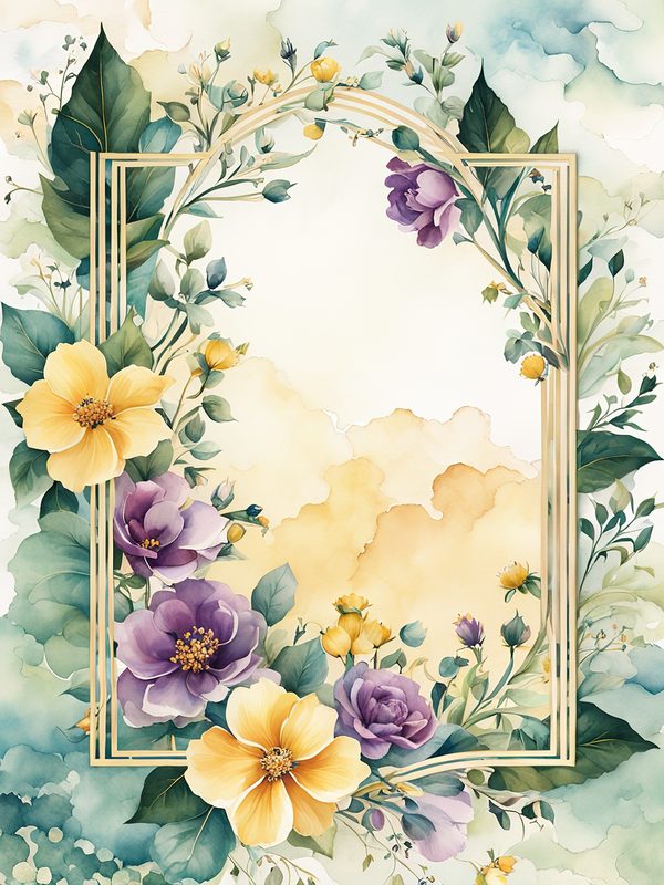 Watercolor Yellow Floral Frame Digital Paper Pack (10 JPGs) — image 14