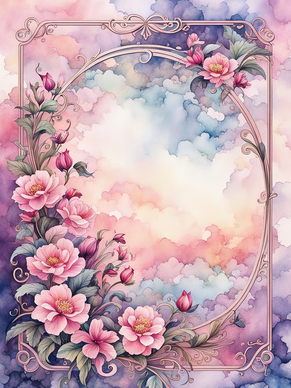 Watercolor Floral Frame Digital Paper: Pink & Mauve Botanical Borders (10 JPGs) — image 8