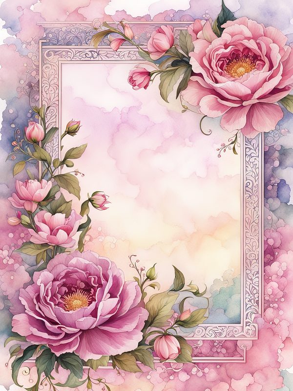 Watercolor Floral Frame Digital Paper: Pink & Mauve Botanical Borders (10 JPGs) — image 9