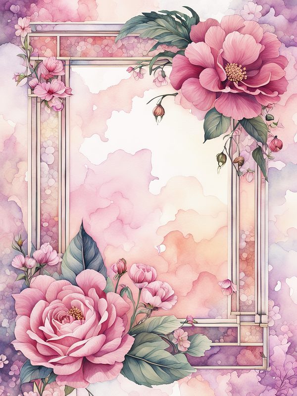 Watercolor Floral Frame Digital Paper: Pink & Mauve Botanical Borders (10 JPGs) — image 10