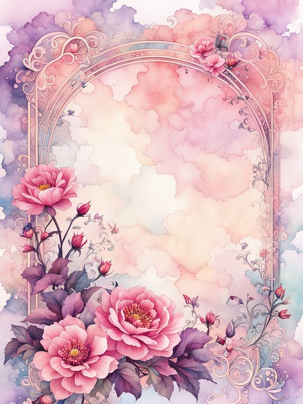 Watercolor Floral Frame Digital Paper: Pink & Mauve Botanical Borders (10 JPGs) — image 11
