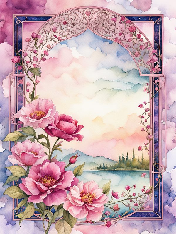 Watercolor Floral Frame Digital Paper: Pink & Mauve Botanical Borders (10 JPGs) — image 12