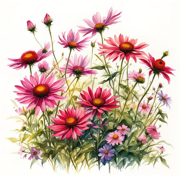 Pink Wildflower Clipart: Watercolor Boho Floral Designs (Digital Download) — image 1