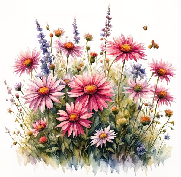 Pink Wildflower Clipart: Watercolor Boho Floral Designs (Digital Download) — image 2