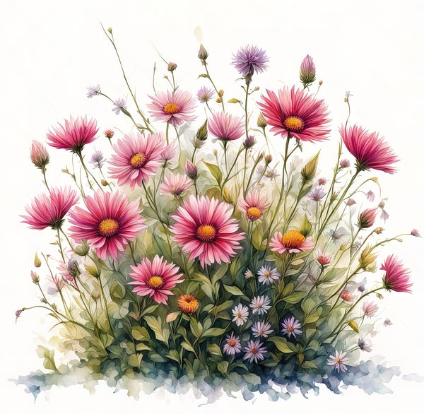 Pink Wildflower Clipart: Watercolor Boho Floral Designs (Digital Download) — image 4