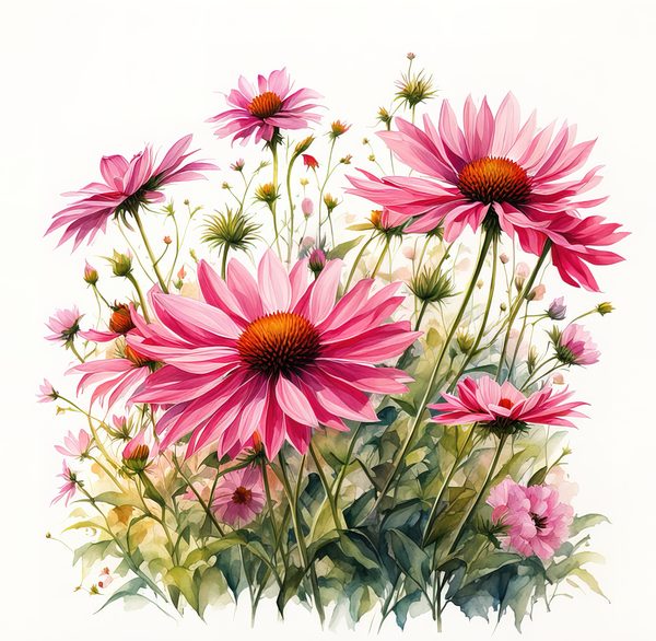 Pink Wildflower Clipart: Watercolor Boho Floral Designs (Digital Download) — image 5