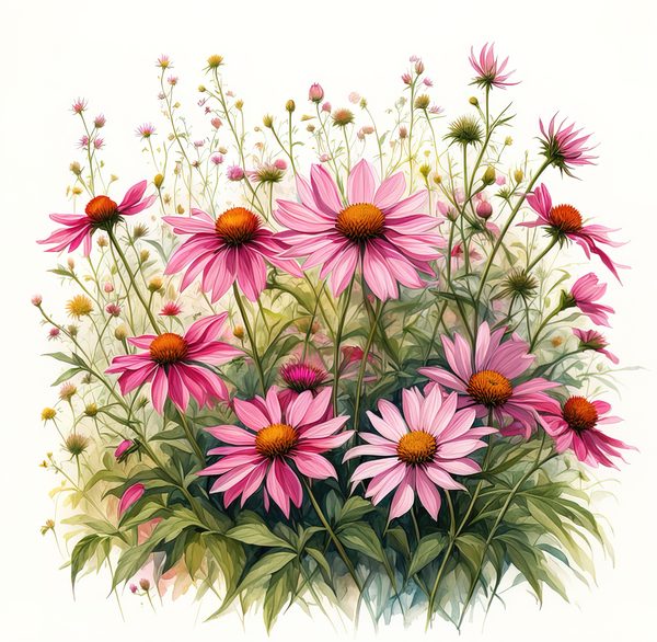 Pink Wildflower Clipart: Watercolor Boho Floral Designs (Digital Download) — image 6