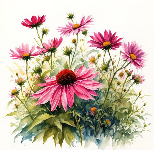 Pink Wildflower Clipart: Watercolor Boho Floral Designs (Digital Download) — image 7