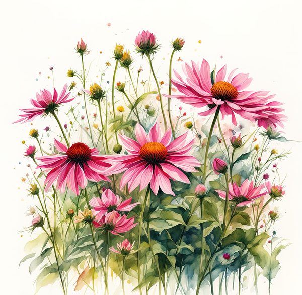 Pink Wildflower Clipart: Watercolor Boho Floral Designs (Digital Download) — image 8