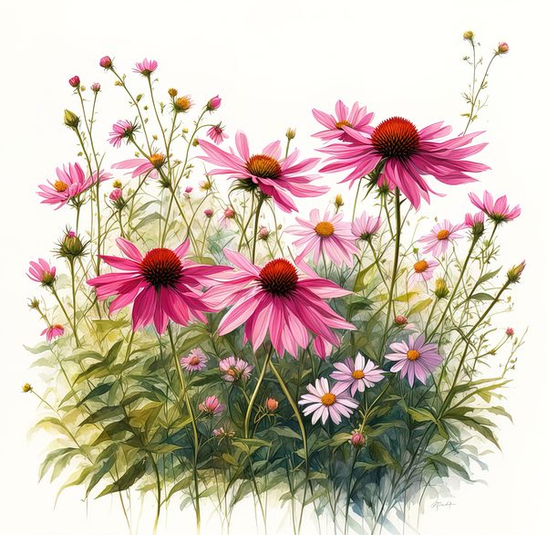 Pink Wildflower Clipart: Watercolor Boho Floral Designs (Digital Download) — image 9