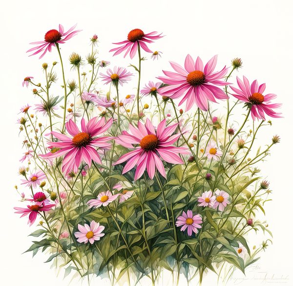 Pink Wildflower Clipart: Watercolor Boho Floral Designs (Digital Download) — image 10