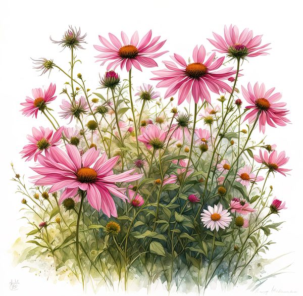 Pink Wildflower Clipart: Watercolor Boho Floral Designs (Digital Download) — image 11