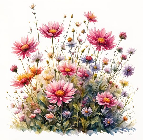 Pink Wildflower Clipart: Watercolor Boho Floral Designs (Digital Download) — image 12