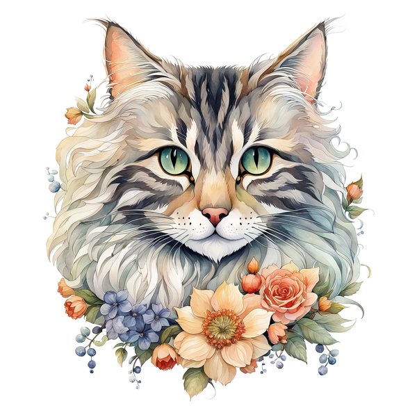 Maine Coon Cat Watercolor Clipart Set, Boho Style (JPG, PNG) — image 5