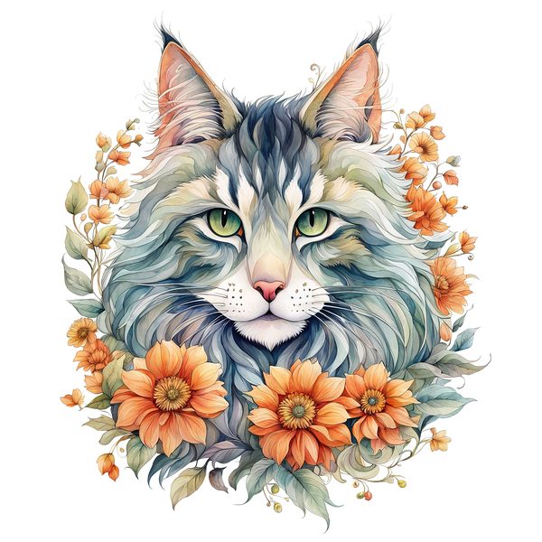 Maine Coon Cat Watercolor Clipart Set, Boho Style (JPG, PNG) — image 6