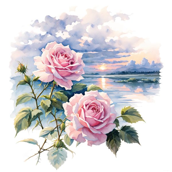 Watercolor Rose Path Clipart: Mystical Floral Art (JPG, PNG) — image 2