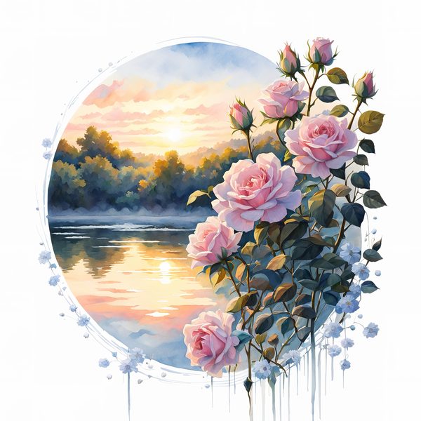 Watercolor Rose Path Clipart: Mystical Floral Art (JPG, PNG) — image 5