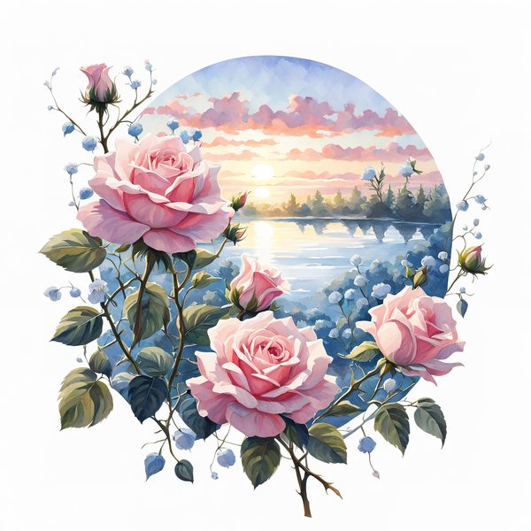 Watercolor Rose Path Clipart: Mystical Floral Art (JPG, PNG) — image 6