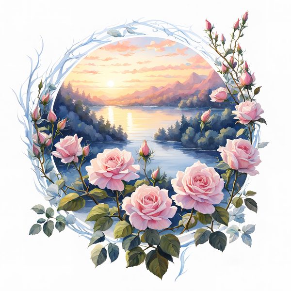 Watercolor Rose Path Clipart: Mystical Floral Art (JPG, PNG) — image 7