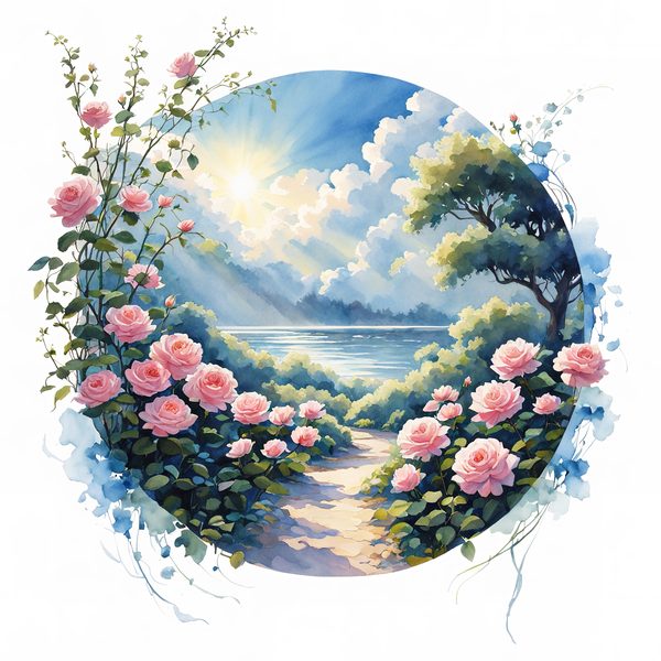 Watercolor Rose Path Clipart: Mystical Floral Art (JPG, PNG) — image 8