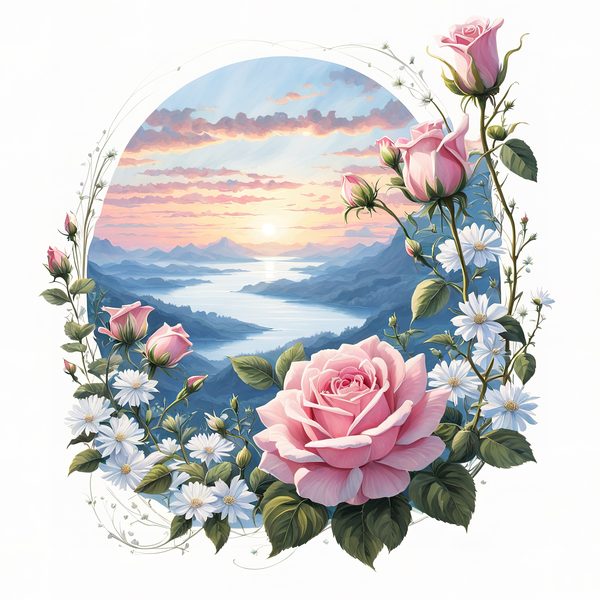 Watercolor Rose Path Clipart: Mystical Floral Art (JPG, PNG) — image 10