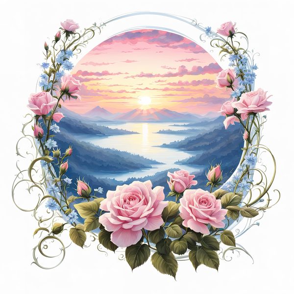 Watercolor Rose Path Clipart: Mystical Floral Art (JPG, PNG) — image 11