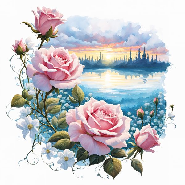 Watercolor Rose Path Clipart: Mystical Floral Art (JPG, PNG) — image 12
