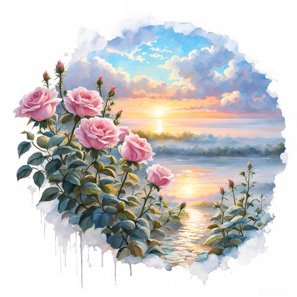 Watercolor Rose Path Clipart: Mystical Floral Art (JPG, PNG) — image 13