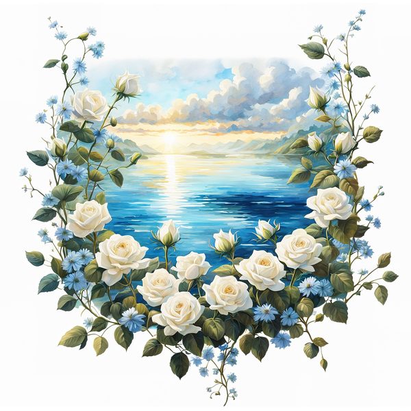 Watercolor Rose Clipart: Ethereal Landscape, Spiritual Art (PNG JPG Files) — image 1