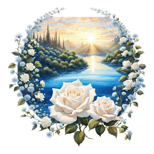 Watercolor Rose Clipart: Ethereal Landscape, Spiritual Art (PNG JPG Files) — image 5