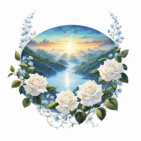 Watercolor Rose Clipart: Ethereal Landscape, Spiritual Art (PNG JPG Files) — image 6