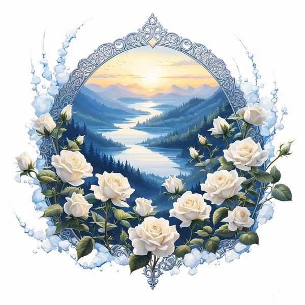 Watercolor Rose Clipart: Ethereal Landscape, Spiritual Art (PNG JPG Files) — image 7