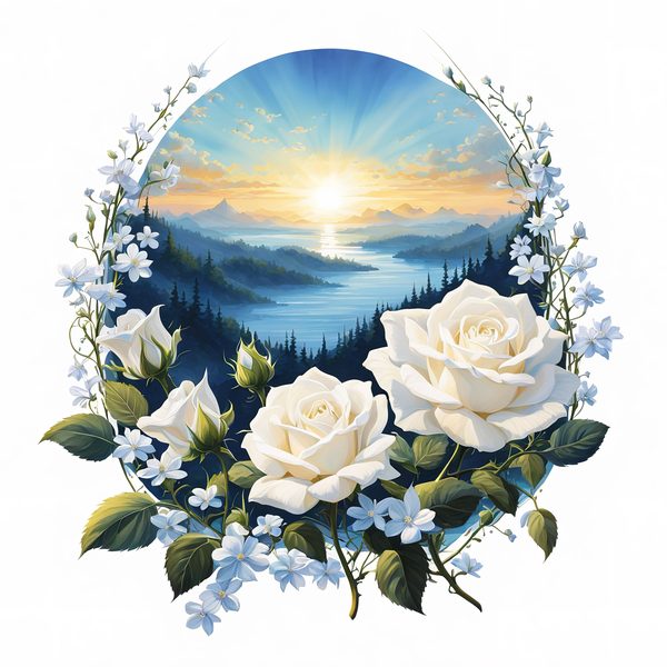 Watercolor Rose Clipart: Ethereal Landscape, Spiritual Art (PNG JPG Files) — image 8