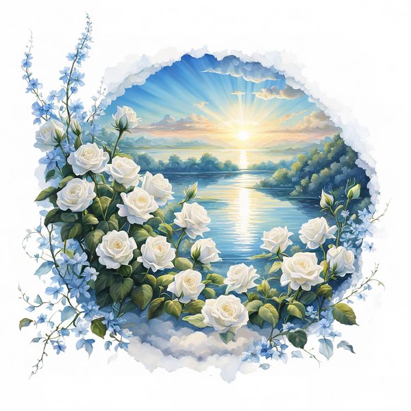 Watercolor Rose Clipart: Ethereal Landscape, Spiritual Art (PNG JPG Files) — image 9