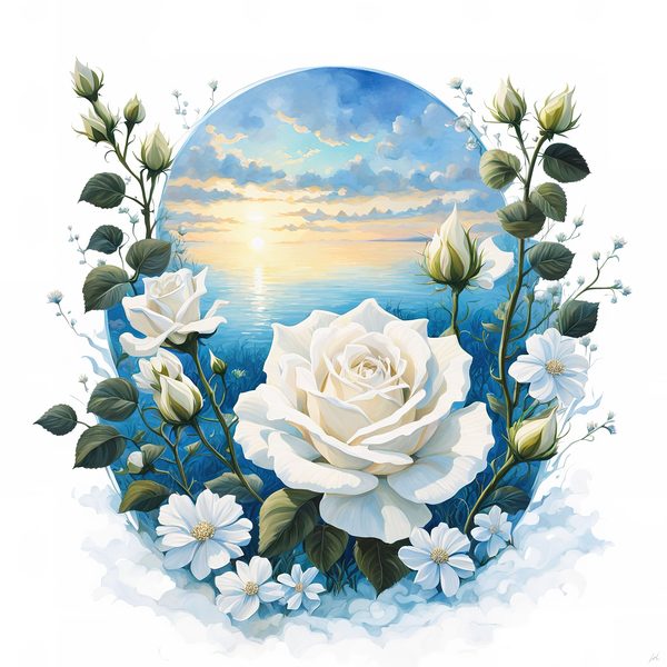Watercolor Rose Clipart: Ethereal Landscape, Spiritual Art (PNG JPG Files) — image 10