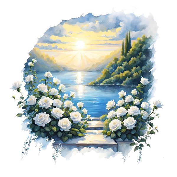 Watercolor Rose Clipart: Ethereal Landscape, Spiritual Art (PNG JPG Files) — image 11