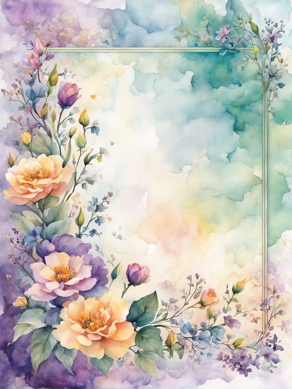 Purple Floral Boho Border Paper Pack: Scrapbook & Card Backgrounds (10 JPGs) — image 1