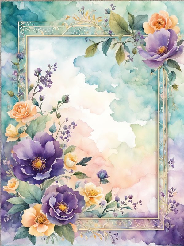 Purple Floral Boho Border Paper Pack: Scrapbook & Card Backgrounds (10 JPGs) — image 3