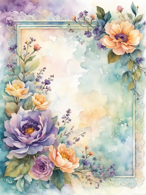 Purple Floral Boho Border Paper Pack: Scrapbook & Card Backgrounds (10 JPGs) — image 7