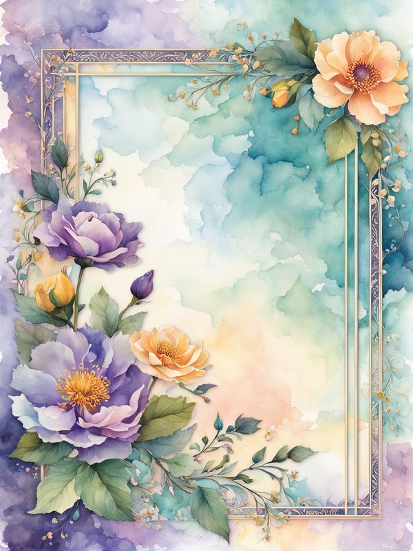 Purple Floral Boho Border Paper Pack: Scrapbook & Card Backgrounds (10 JPGs) — image 12