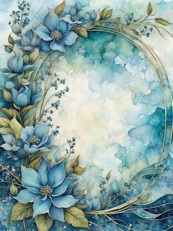 Watercolor Seafoam Green Floral Frames: Digital Paper Pack (10 JPGs) — image 1