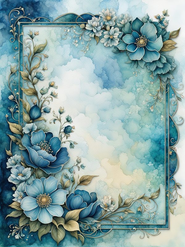 Watercolor Seafoam Green Floral Frames: Digital Paper Pack (10 JPGs) — image 2