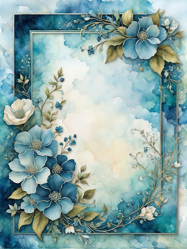Watercolor Seafoam Green Floral Frames: Digital Paper Pack (10 JPGs) — image 3
