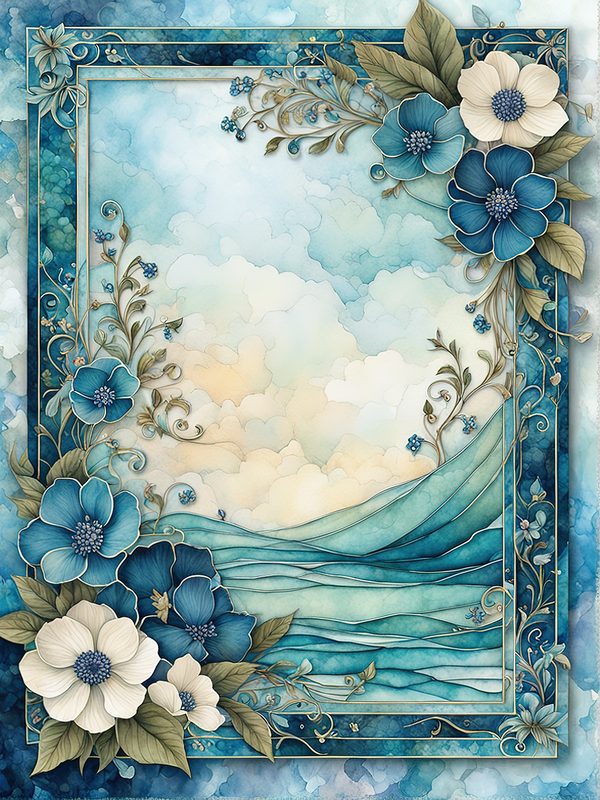 Watercolor Seafoam Green Floral Frames: Digital Paper Pack (10 JPGs) — image 4