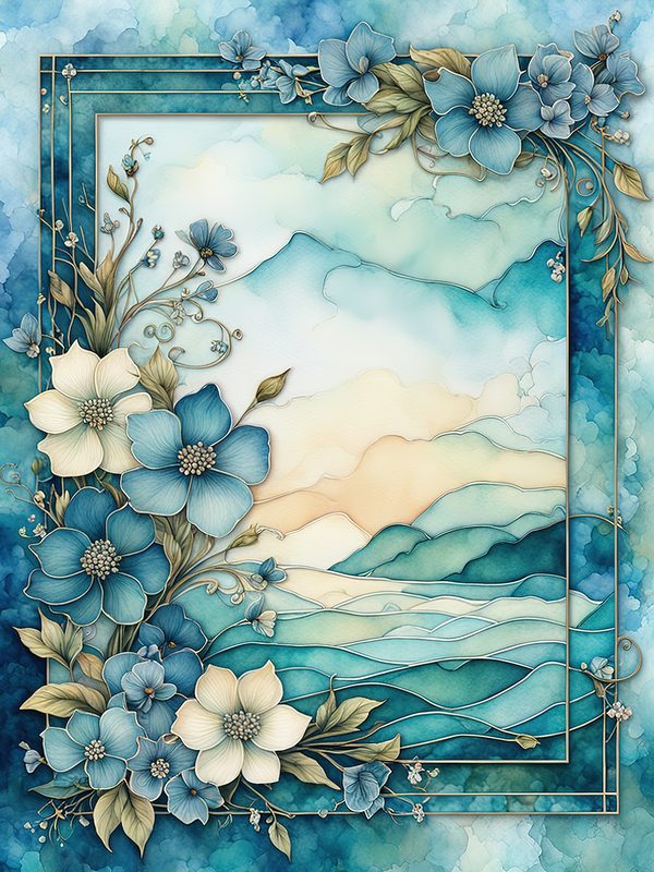 Watercolor Seafoam Green Floral Frames: Digital Paper Pack (10 JPGs) — image 5